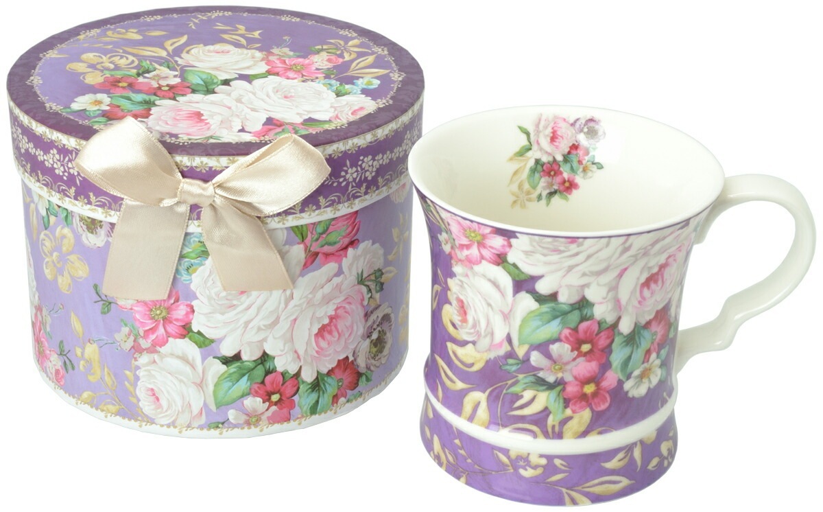 ギフトボックス入りマグカップ　【薔薇雑貨　ローズ雑貨　ティーカップ　食器　グラス　小物入れ　箱　プレゼント　贈答品】