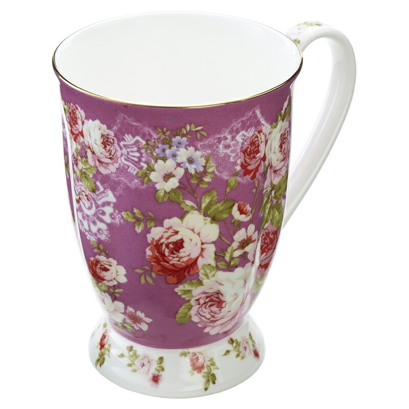 ボーンチャイナ　マグカップ　【薔薇雑貨　ローズ雑貨　テーブルウェア　キッチン雑貨　ティーカップ　ギフト　贈答品】