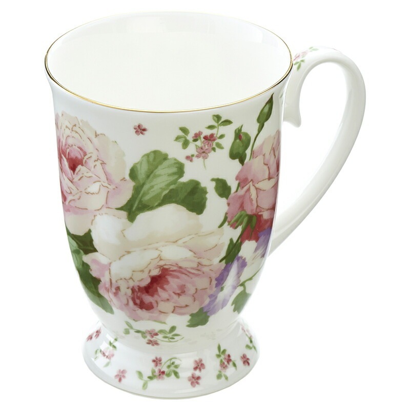 ボーンチャイナ　マグカップ　【薔薇雑貨　ローズ雑貨　テーブルウェア　キッチン雑貨　ティーカップ　ギフト　贈答品】