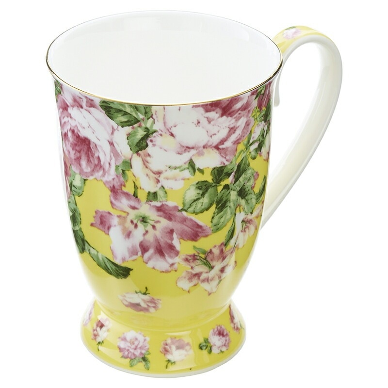 ボーンチャイナ　マグカップ　【薔薇雑貨　ローズ雑貨　テーブルウェア　キッチン雑貨　ティーカップ　ギフト　贈答品】