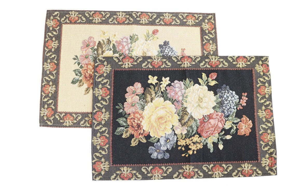 【メール便可】ゴブラン織りランチョンマット（３２×４８センチ）　【薔薇雑貨　ローズ　レース　テーブルセンター　テーブルクロス　ランチョンマット】