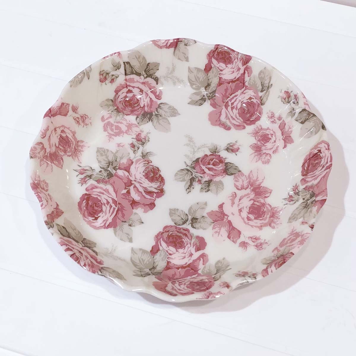 メラミン丸型トレー　ルーシー　【薔薇雑貨　ローズ雑貨　キッチン雑貨　メラミン樹脂　耐熱食器　お皿　小物入れ】