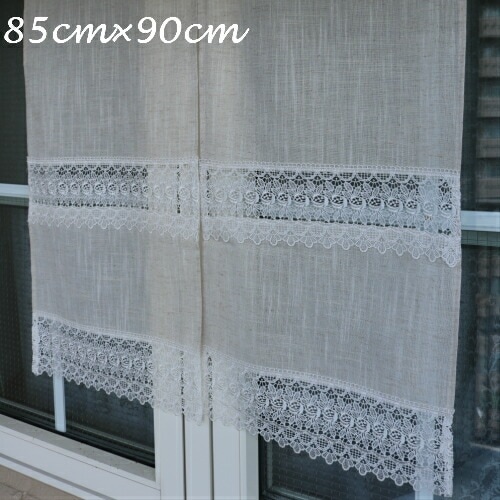 【メール便可】レースのれん（８５×９０センチ）　【薔薇雑貨　ローズ　レース　暖簾　カーテン　カフェカーテン　クロス　目隠し　収納】