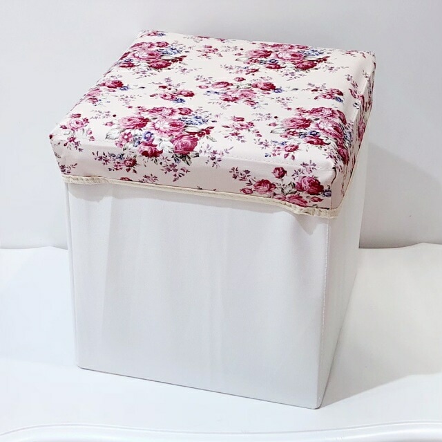 PVC収納スツール　スクエア（正方形）　マリー　【薔薇雑貨　花柄　収納ボックス　おもちゃ箱　お片付け　インテリア】