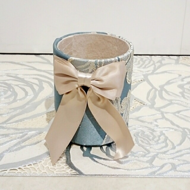 ペンホルダー　オペラブルー　アクアフラワー　【薔薇雑貨　姫系雑貨　プリンセス　小物入れ　ペン立て　カルトナージュ　リボン】