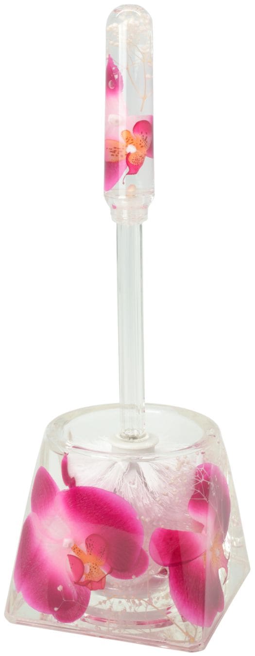 アクリルフラワー　トイレブラシセット　蘭　【薔薇雑貨　胡蝶蘭　オーキッド　サニタリーグッズ　水中花　造花　トイレタリー】