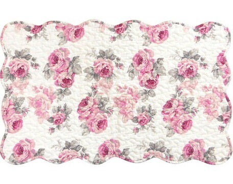 キルトフロアーマット　ルーシー（約４８×８０ｃｍ）【薔薇雑貨　ローズ　花柄　フロアマット　ラグマット　カバー　クロス　キッチンマット】