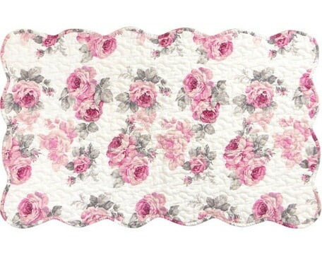 キルトフロアーマット　ルーシー（約５０×１５０ｃｍ）【薔薇雑貨　ローズ　花柄　フロアマット　ラグマット　カバー　クロス　キッチンマット】