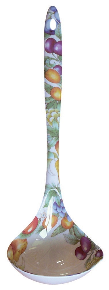 メラミン製おたま（大）　ピーチ＆ピア　【薔薇雑貨　ローズ雑貨　キッチン雑貨　メラミン樹脂　キッチンツール　フルーツ柄】