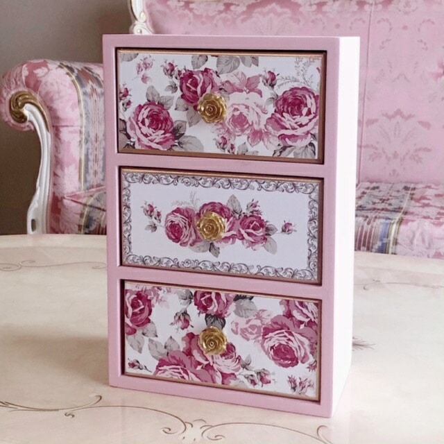 卓上チェスト　ルーシー　【薔薇雑貨　ローズ雑貨　姫系雑貨　インテリア雑貨　小物入れ　収納　ミニチェスト】