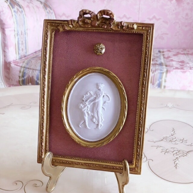 クラシック壁掛け　【薔薇雑貨　インテリア雑貨　額　ローズ　ロココ　天使　エンジェル　カメオ】
