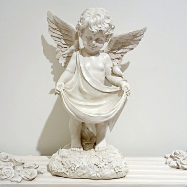 天使のジュエリートレー　ガーデニングレジン　【薔薇雑貨　天使雑貨　エンゼル　天使　プリンセス　ロココ　置物　エクステリア】