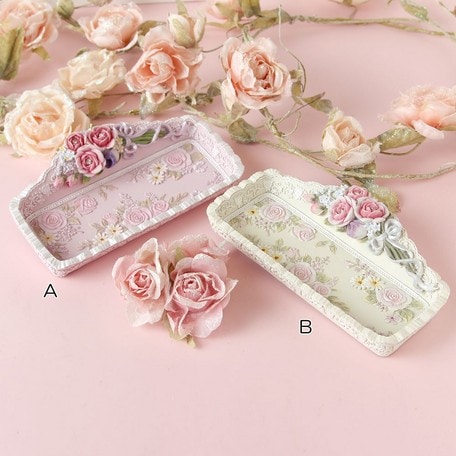 ローズアクセサリートレー　【薔薇雑貨　ローズ雑貨　姫系雑貨　インテリア雑貨　トレイ　アクセサリーボックス　小物入れ　プリンセス】