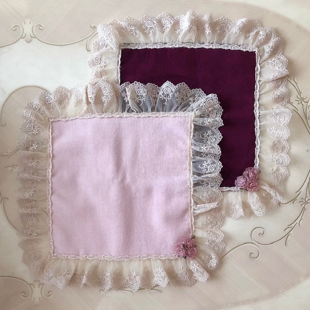 【メール便可】　エレガントレースタオルハンカチ　日本製　【薔薇雑貨　ローズ雑貨　リボン　タオル　レースハンカチ　花柄　ギフト　プレゼント】