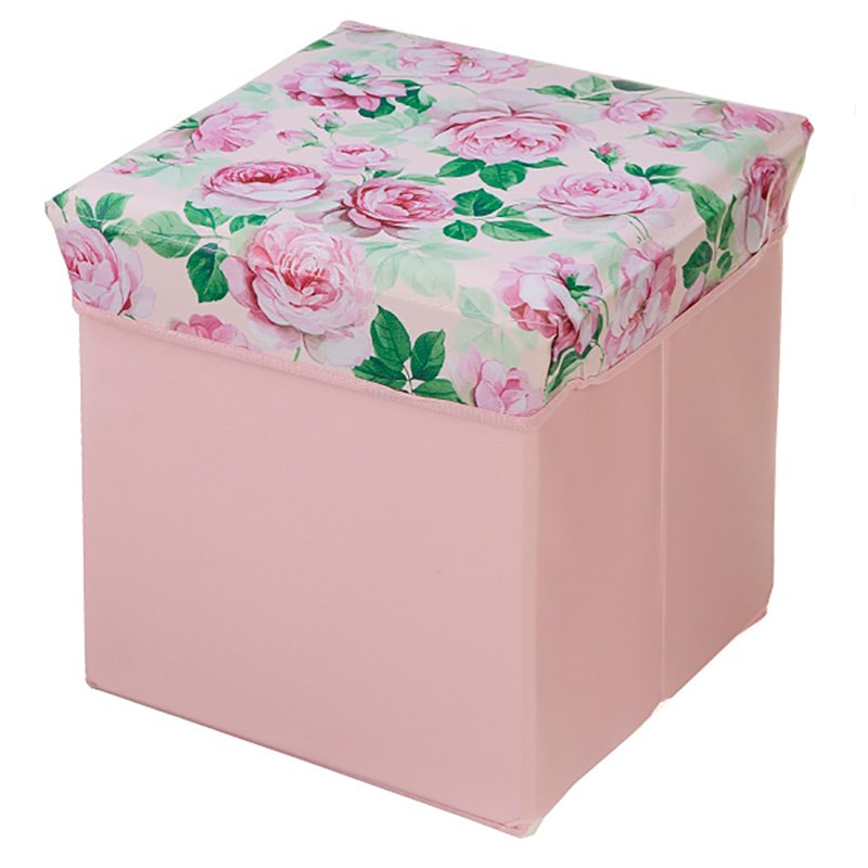 PVC収納スツール　スクエア（正方形）【薔薇雑貨　花柄　収納ボックス　おもちゃ箱　お片付け　インテリア】