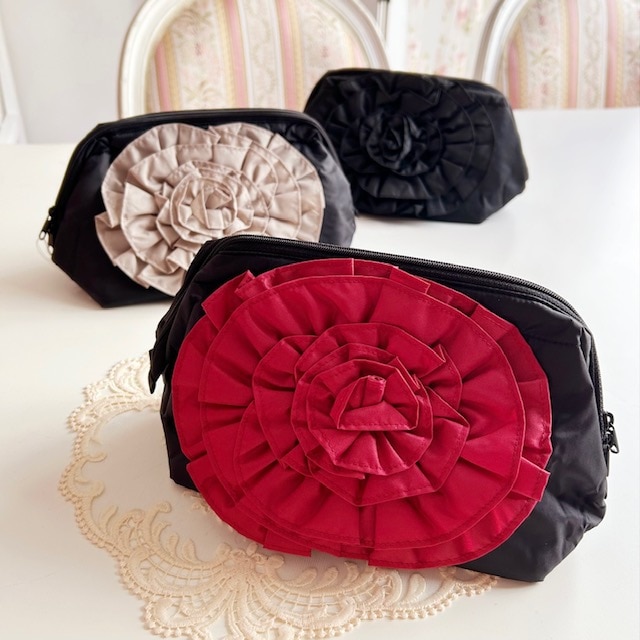 【メール便可】　ローズモティーフワイヤーポーチ　【薔薇雑貨　ローズ雑貨　姫系雑貨　小物入れ　プリンセス　ロココ　ポーチ　ギフト】