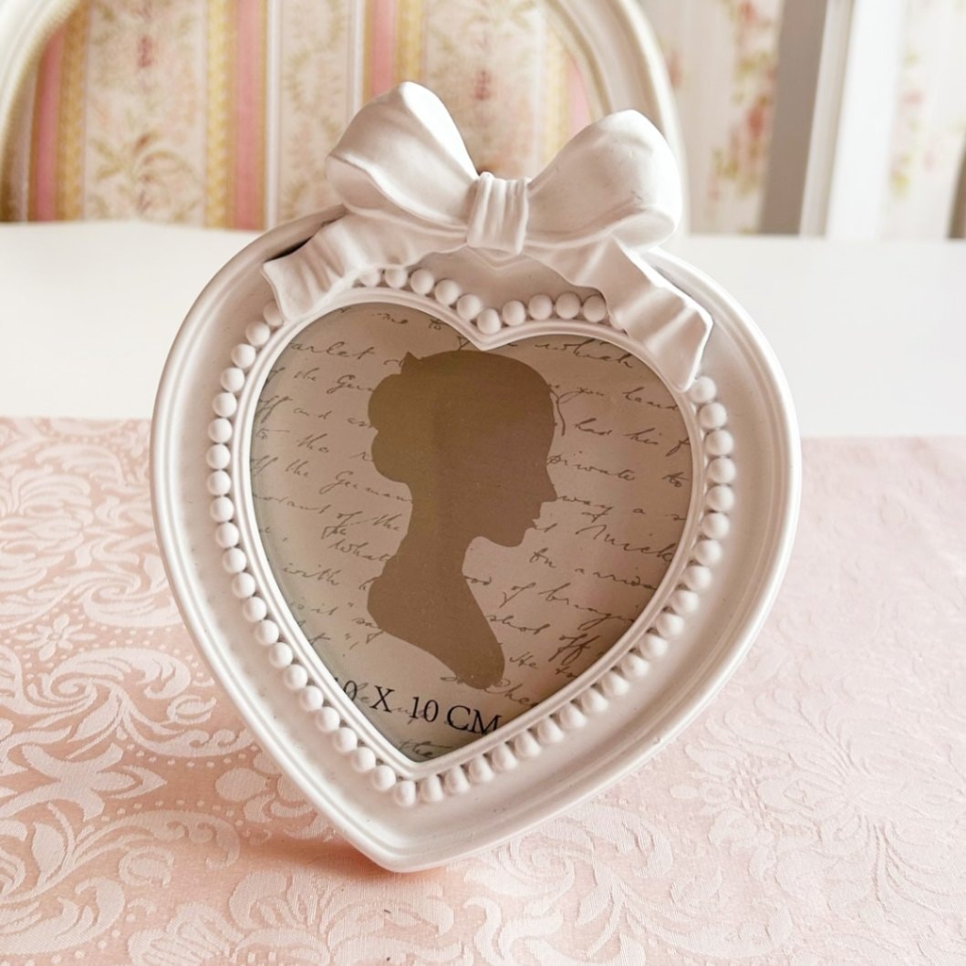 ミニフォトフレーム　ハート　【薔薇雑貨　姫系雑貨　写真立て　シャビーシック　ロココ　お祝い　プレゼント】