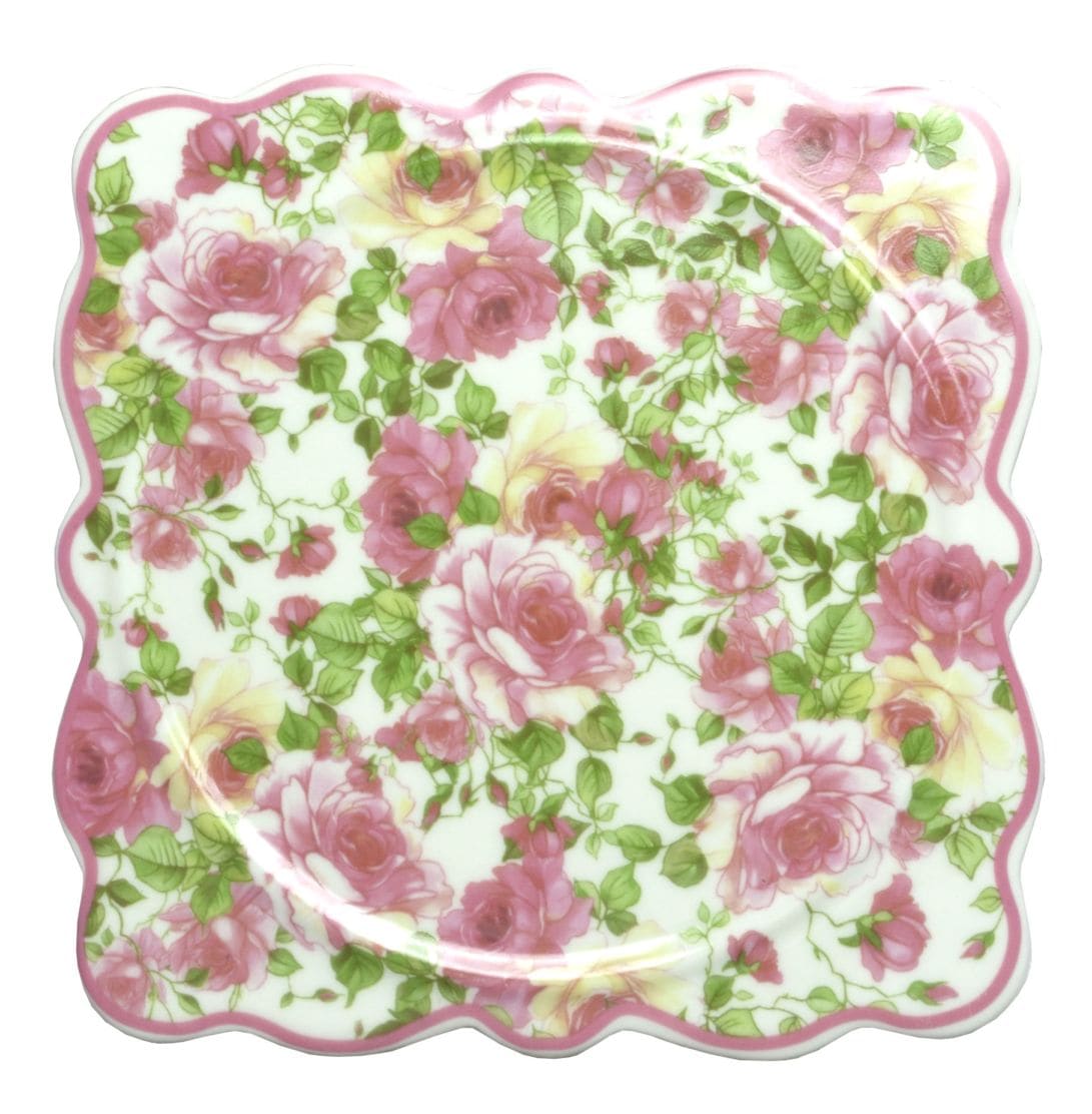 パンマット（陶器製鍋敷き）　パッシオローズ　【薔薇雑貨　ローズ雑貨　キッチン雑貨　耐熱皿　陶器　テーブルウェア　ティーポット】