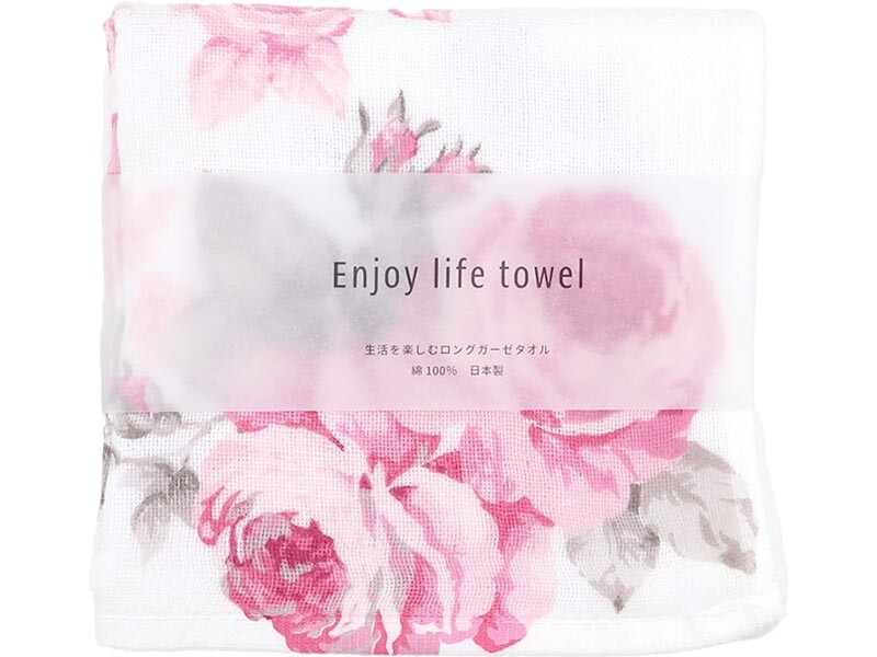 【メール便可】　四重ガーゼフェイスタオル　ルーシー　日本製　【薔薇雑貨　タオル　バス　トイレ　ランドリー　ハンドタオル　贈り物】