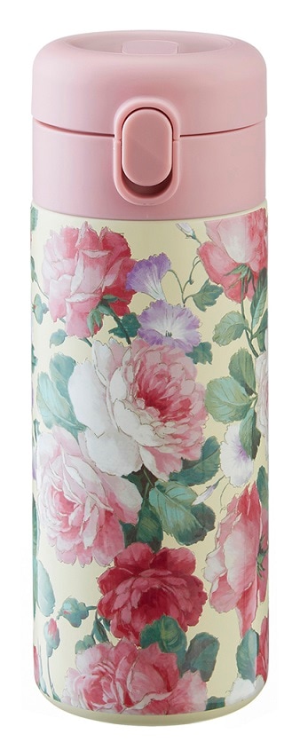 携帯まほうびん　ワンタッチボトル 　350ml　プリンスローズ　【薔薇雑貨　ローズ雑貨　水筒　魔法瓶　タンブラー　マグボトル】