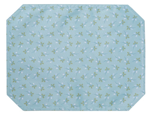 【メール便可】　撥水ランチョンマット　ポム・ドゥース　ブルー　【薔薇雑貨　ローズ　テーブルセンター　テーブルクロス　花柄】