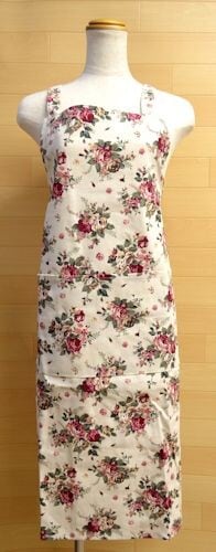 【メール便可】　花柄エプロン　【薔薇雑貨　ローズ　バラ　キッチン雑貨　ルームウェア　ギフト　プレゼント】