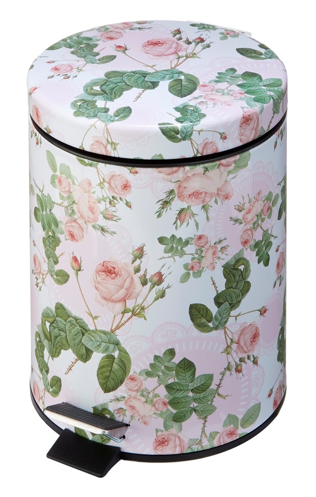 ペダル式ダストボックス　Sサイズ　クロエローズ　【薔薇雑貨　ゴミ箱　収納　小物入れ　ふた付きごみ箱　キッチン雑貨　サニタリー　洗面所】