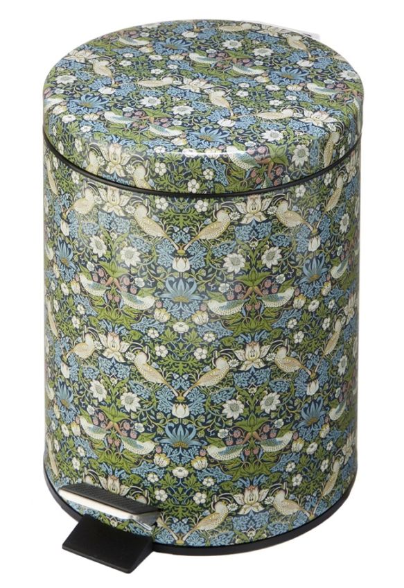 ペダル式ダストボックス　Sサイズ　バード＆ストロベリー　【薔薇雑貨　ゴミ箱　収納　小物入れ　ふた付きごみ箱　キッチン雑貨　サニタリー　洗面所】