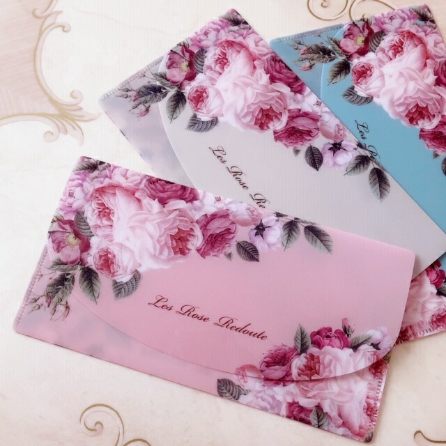 【メール便可】　日本製　ルドゥーテブロッサム　抗菌マルチケース３枚セット　【薔薇雑貨　書類整理　クリアケース　クリアファイル　マスクケース】