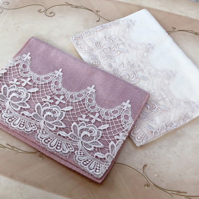 【メール便可】　ロイヤルミワ　フェイスタオル　【薔薇雑貨　ローズ雑貨　リボン　タオル　レースハンカチ　ギフト　プレゼント】
