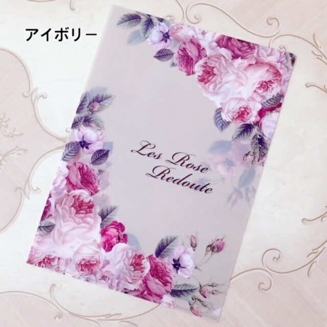 【メール便可】　日本製　ルドゥーテブロッサム　A4クリアファイル　【薔薇雑貨　ローズ雑貨　文房具　ステーショナリー　書類整理　クリアケース】