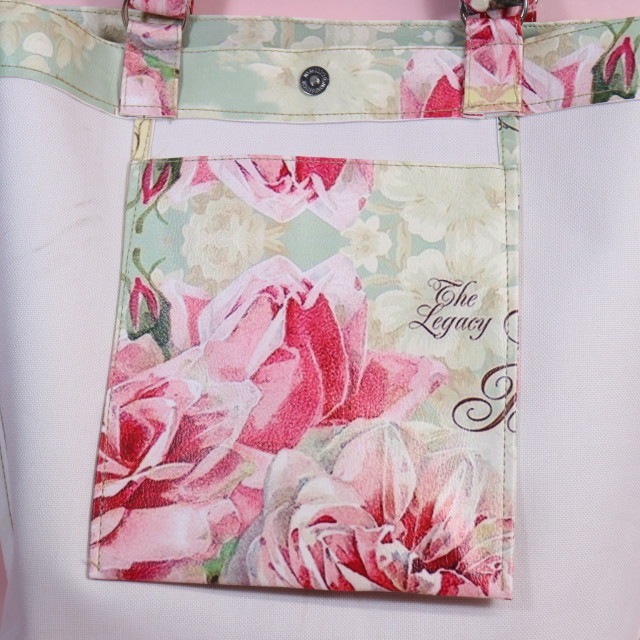 ローズトートバッグ　リング付き　【ショルダーバッグ　サブバッグ　お稽古バッグ　防水　薔薇雑貨　ローズ　バラ　可愛い　プリンセス】