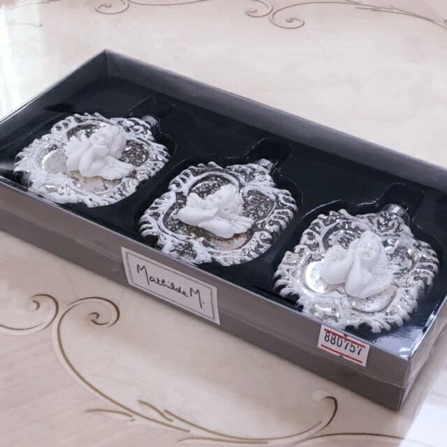 マチルドエム　エンジェルオーナメント３Pセット　【薔薇雑貨　ローズ　エンジェル　天使　インテリア　オブジェ　置き物　ギフト　プレゼント】