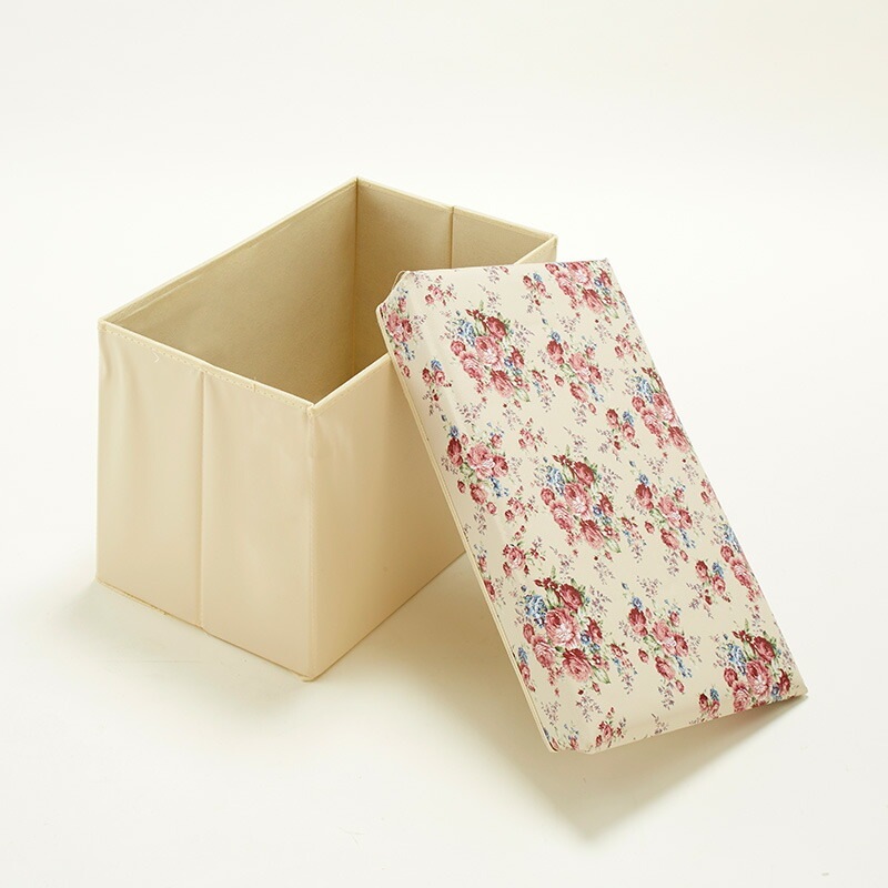 PVC収納スツール　レクタングル（長方形）　マリー　【薔薇雑貨　花柄　収納ボックス　おもちゃ箱　お片付け　インテリア】