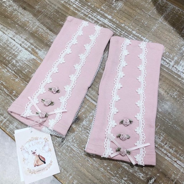 【メール便可】　プチローズＵＶショート手袋 　【薔薇雑貨　グローブ　アクセサリー　紫外線対策　ローズ　レース　リボン】