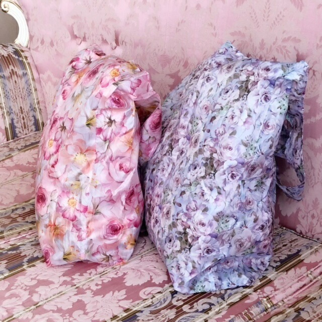 【メール便可】　マチ付きエコバッグ　【薔薇雑貨　ローズ雑貨　花柄　サブバッグ　レジ袋　お買い物バッグ　ショッピングバッグ】