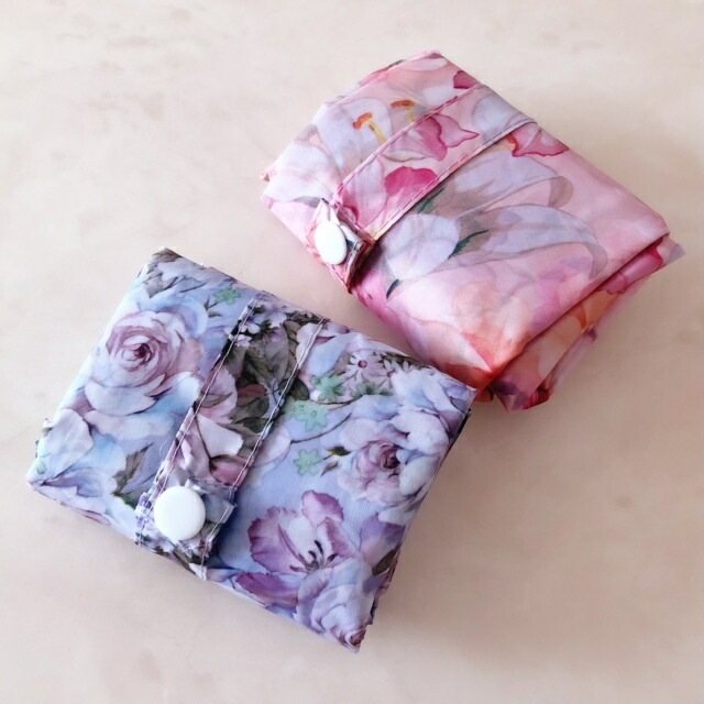 【メール便可】　マチ付きエコバッグ　【薔薇雑貨　ローズ雑貨　花柄　サブバッグ　レジ袋　お買い物バッグ　ショッピングバッグ】