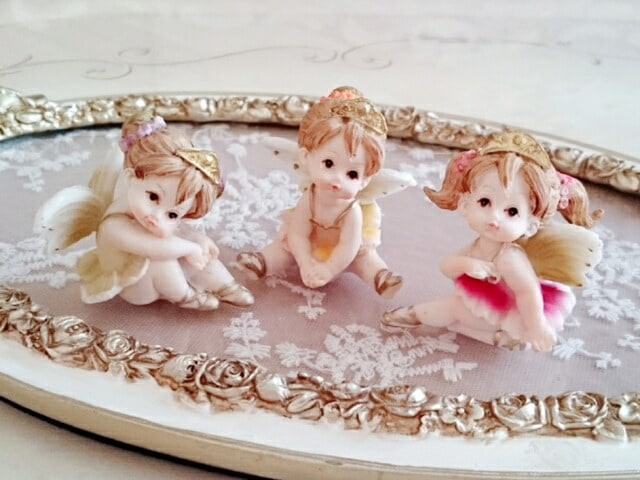 お座りフェアリー　３Pセット　【薔薇雑貨　天使雑貨　エンジェル雑貨　エンゼル　天使　妖精　置物　幸福】