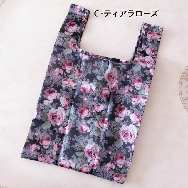 【メール便可】　コンビニエコバッグ　【薔薇雑貨　ローズ雑貨　花柄　サブバッグ　レジ袋　お買い物バッグ　ショッピングバッグ】