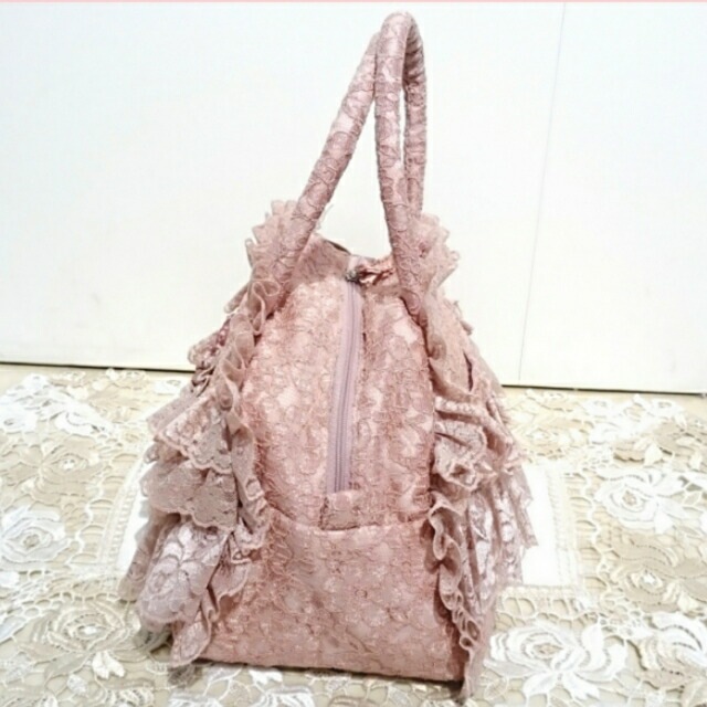 レースボストンバッグS　ピンク　【薔薇雑貨　姫系雑貨　ハンドバッグ　ロココ　ヴィクトリアン　クラシカル　プリンセス】