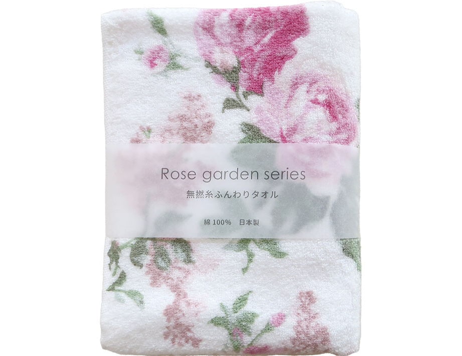 【メール便可】　無撚糸フェイスタオル　グローリア　日本製　【薔薇雑貨　ローズ雑貨　キッチン雑貨　タオル　クロス　タオル　花柄　ギフト　プレゼント】
