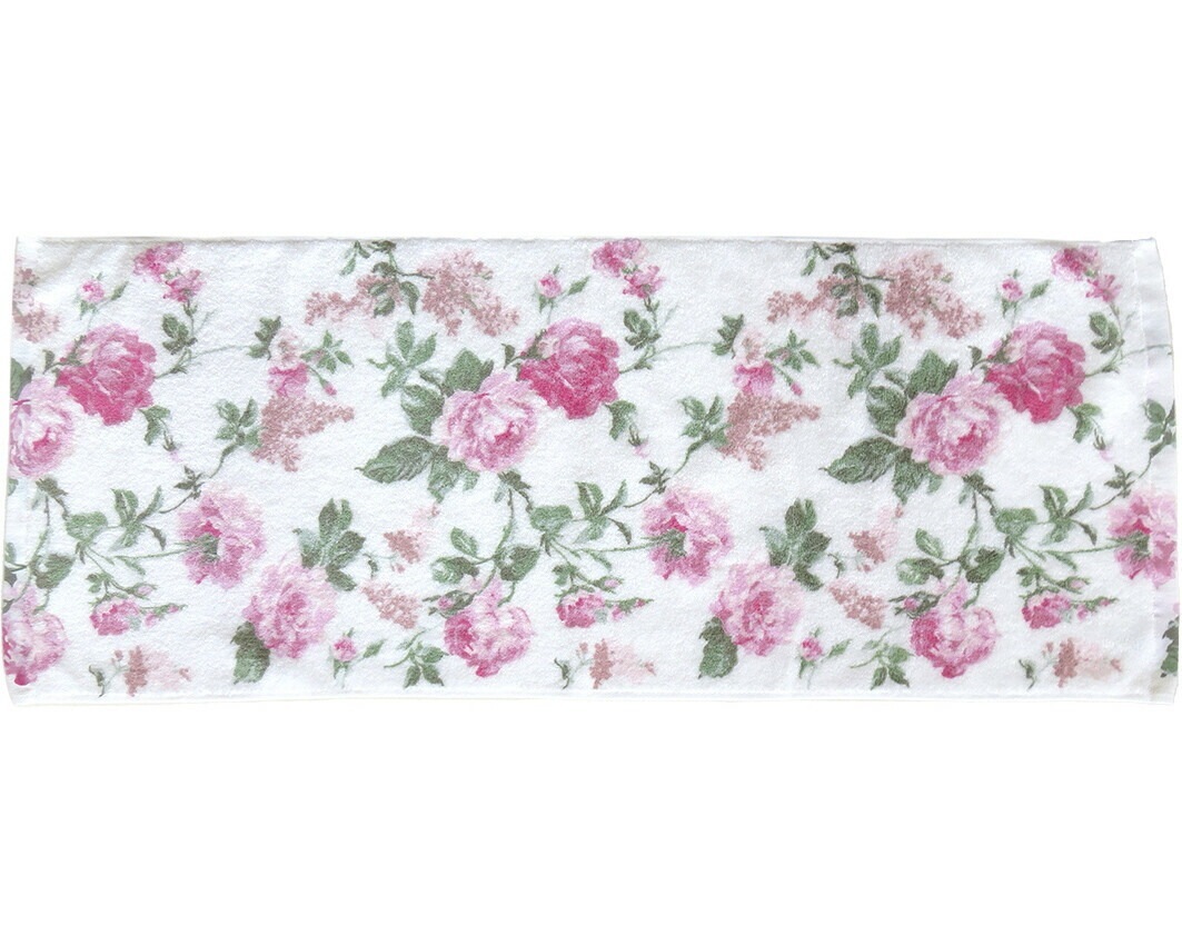 【メール便可】　無撚糸フェイスタオル　グローリア　日本製　【薔薇雑貨　ローズ雑貨　キッチン雑貨　タオル　クロス　タオル　花柄　ギフト　プレゼント】