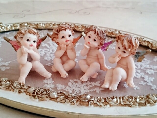エンゼル　４Pセット　【薔薇雑貨　天使雑貨　エンジェル雑貨　天使　エンゼル　妖精　置物　幸福】