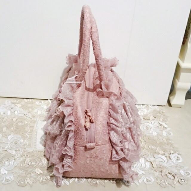 レースボストンバッグM　ピンク　【薔薇雑貨　姫系雑貨　ハンドバッグ　ロココ　ヴィクトリアン　クラシカル　プリンセス】