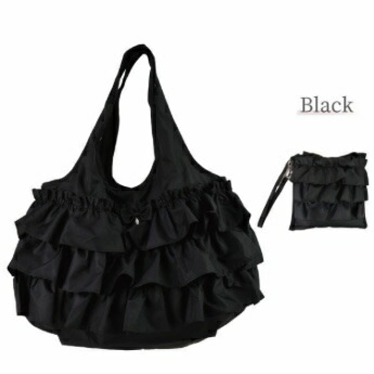 【メール便可】フリルエコバッグＳ　【薔薇雑貨　リボン　ロココ　プリンセス　サブバッグ　携帯バッグ　軽量　ショッピングバッグ　ポーチ】