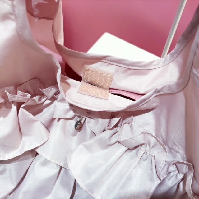 【メール便可】フリルエコバッグＬ　【薔薇雑貨　リボン　ロココ　プリンセス　サブバッグ　携帯バッグ　軽量　ショッピングバッグ　ポーチ】