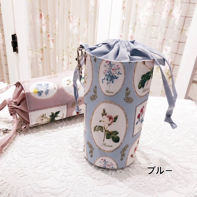【メール便可】　ルドゥーテフレーム柄ペットボトルケース　【薔薇雑貨　ローズ雑貨　薔薇柄　ペットボトルホルダー　ドリンクケース】