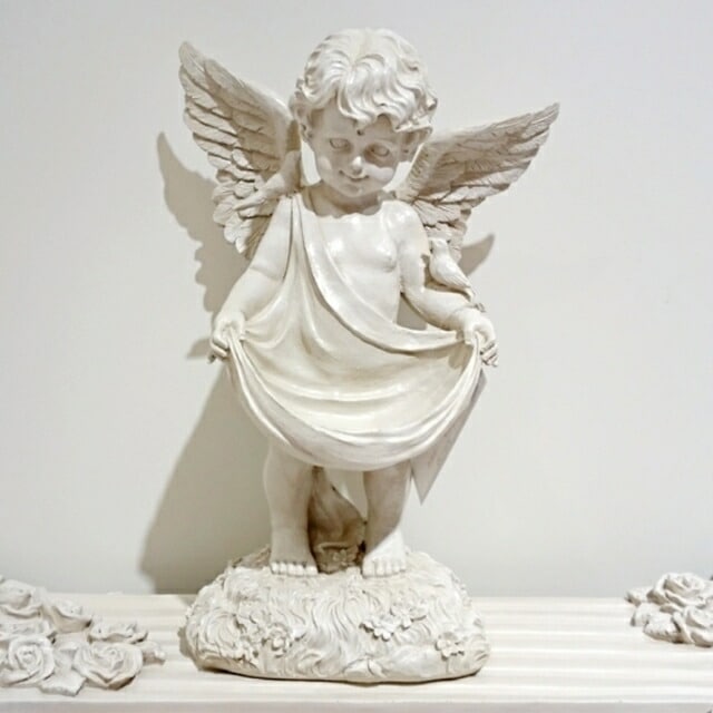 天使のジュエリートレー　ガーデニングレジン　【薔薇雑貨　天使雑貨　エンゼル　天使　プリンセス　ロココ　置物　エクステリア】