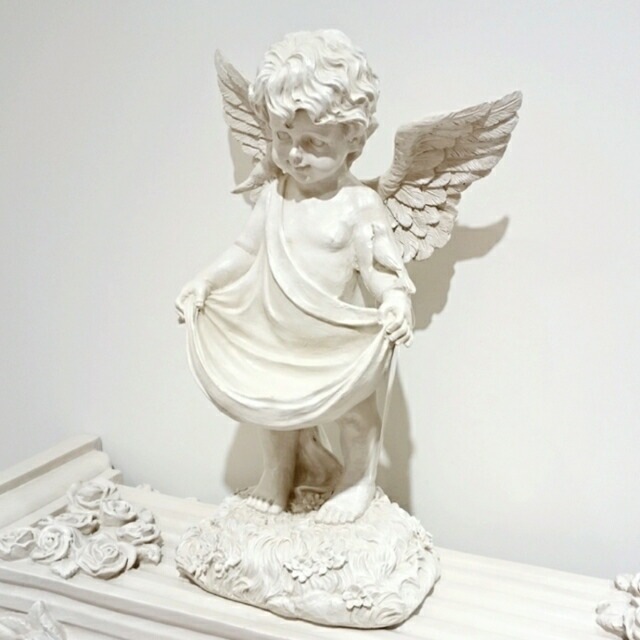 天使のジュエリートレー　ガーデニングレジン　【薔薇雑貨　天使雑貨　エンゼル　天使　プリンセス　ロココ　置物　エクステリア】