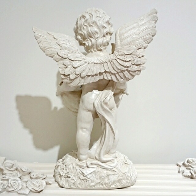 天使のジュエリートレー　ガーデニングレジン　【薔薇雑貨　天使雑貨　エンゼル　天使　プリンセス　ロココ　置物　エクステリア】